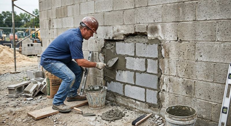 Cinder Block Wall Repair in Allendale, MI