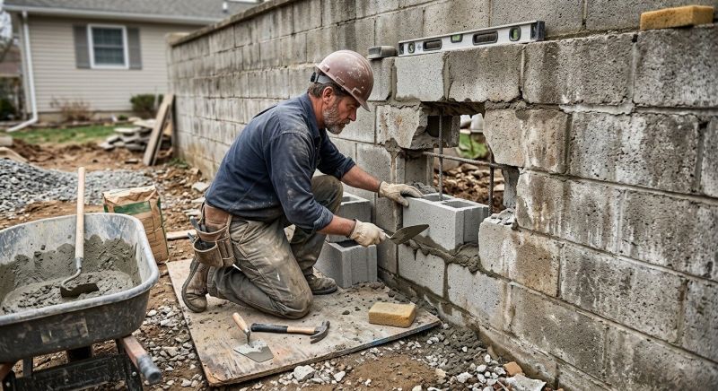 Cinder Block Wall Repair in Coopersville, MI